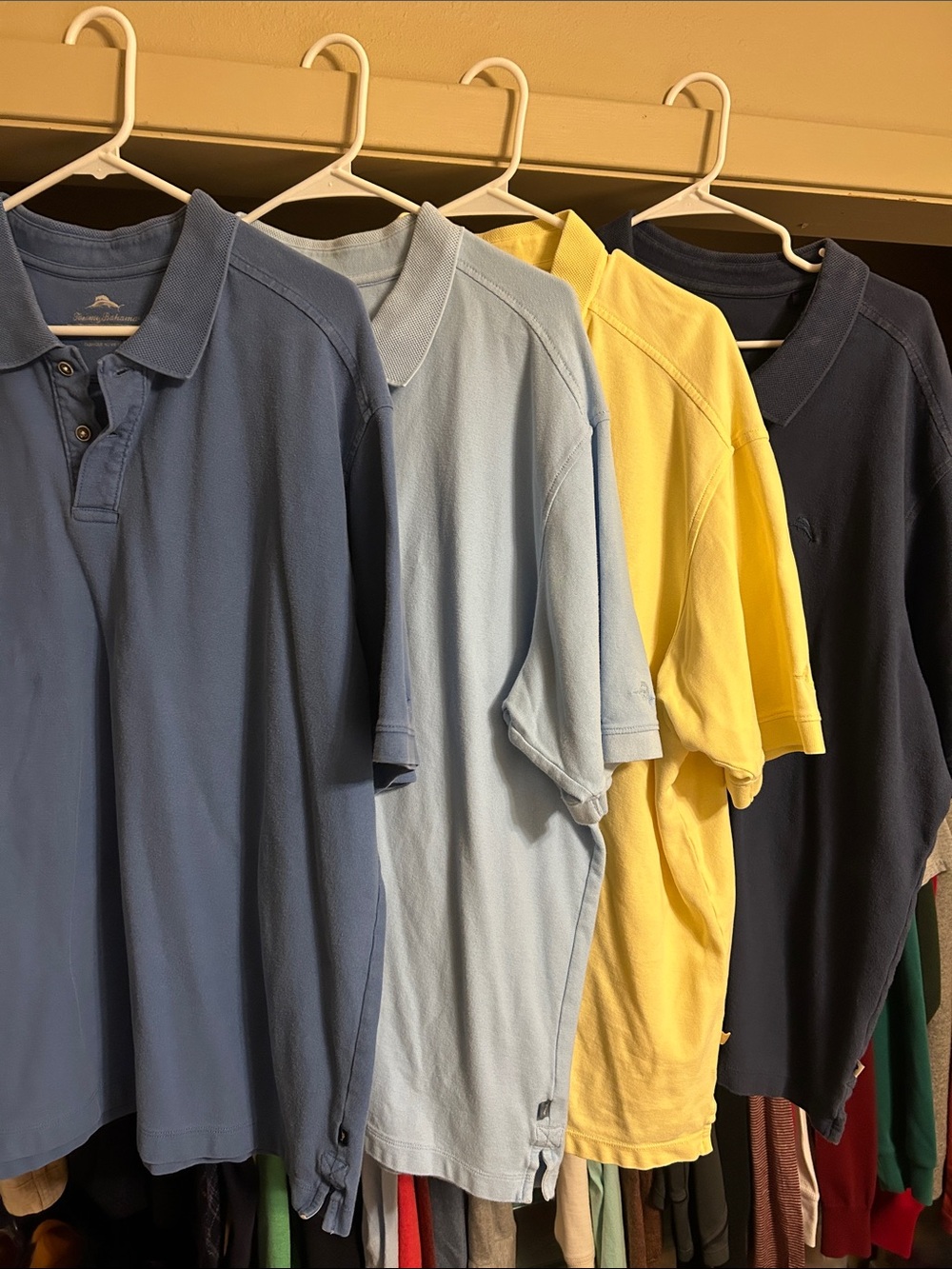 Tommy Bahama Mixed Blue and Yellow Polo Shirt Lot all 4